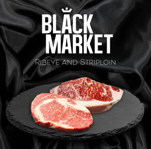 Striploin (Porterhouse) 'S' MB5+ BLACK MARKET - $53.99pkg